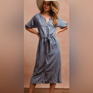 BiBi 100% Tencel button down denim dress NWT